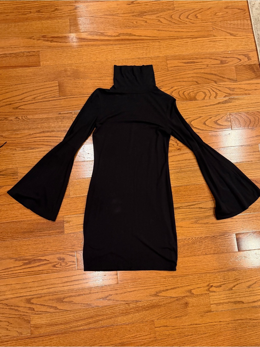 Black Turtleneck Bell-Sleeve Dress